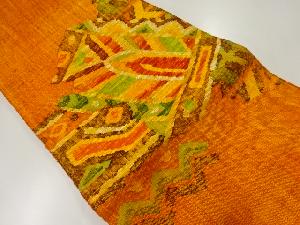 手織り真綿紬抽象模様織出し名古屋帯